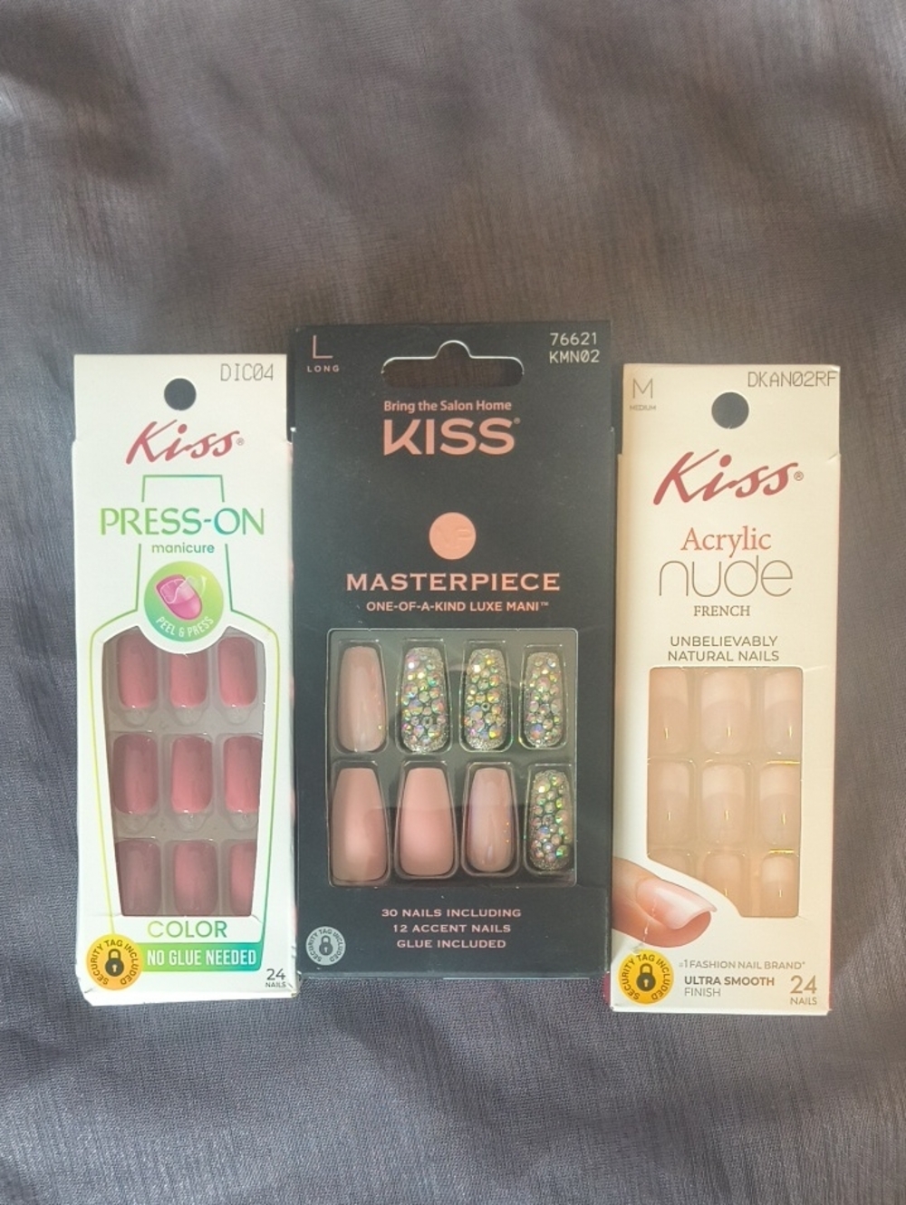 Kiss Nail Set Trio in Pink, Blush & Glitter Accent